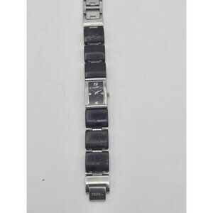 Fossil F2 ES-1719 Women’s Rectangular Watch Black & Steel Bracelet